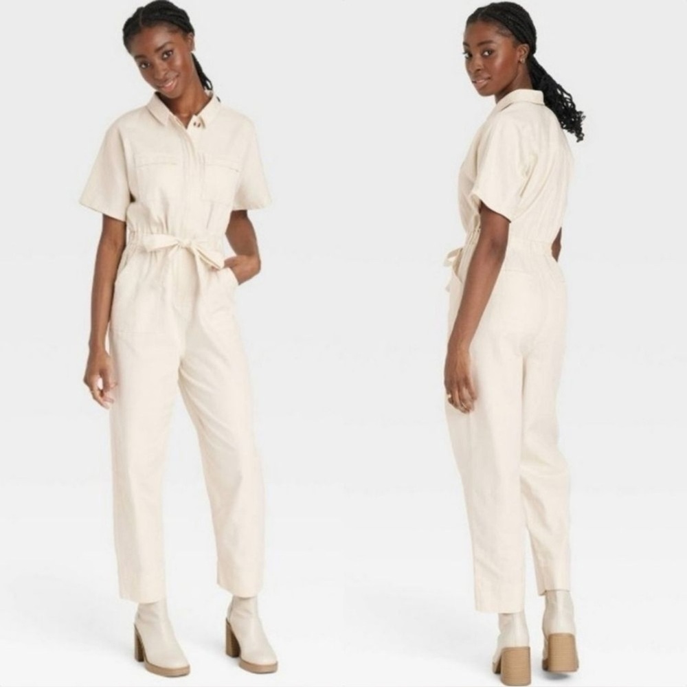 Universal Thread Cream Jumpsuit with Belt